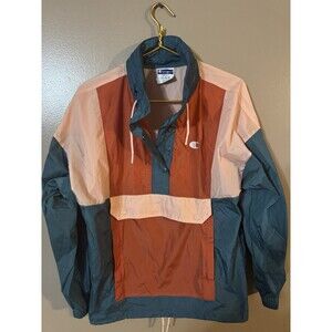 Champion Vintage Style Colorblock Anorak Pullover Jacket Orange/teal Small